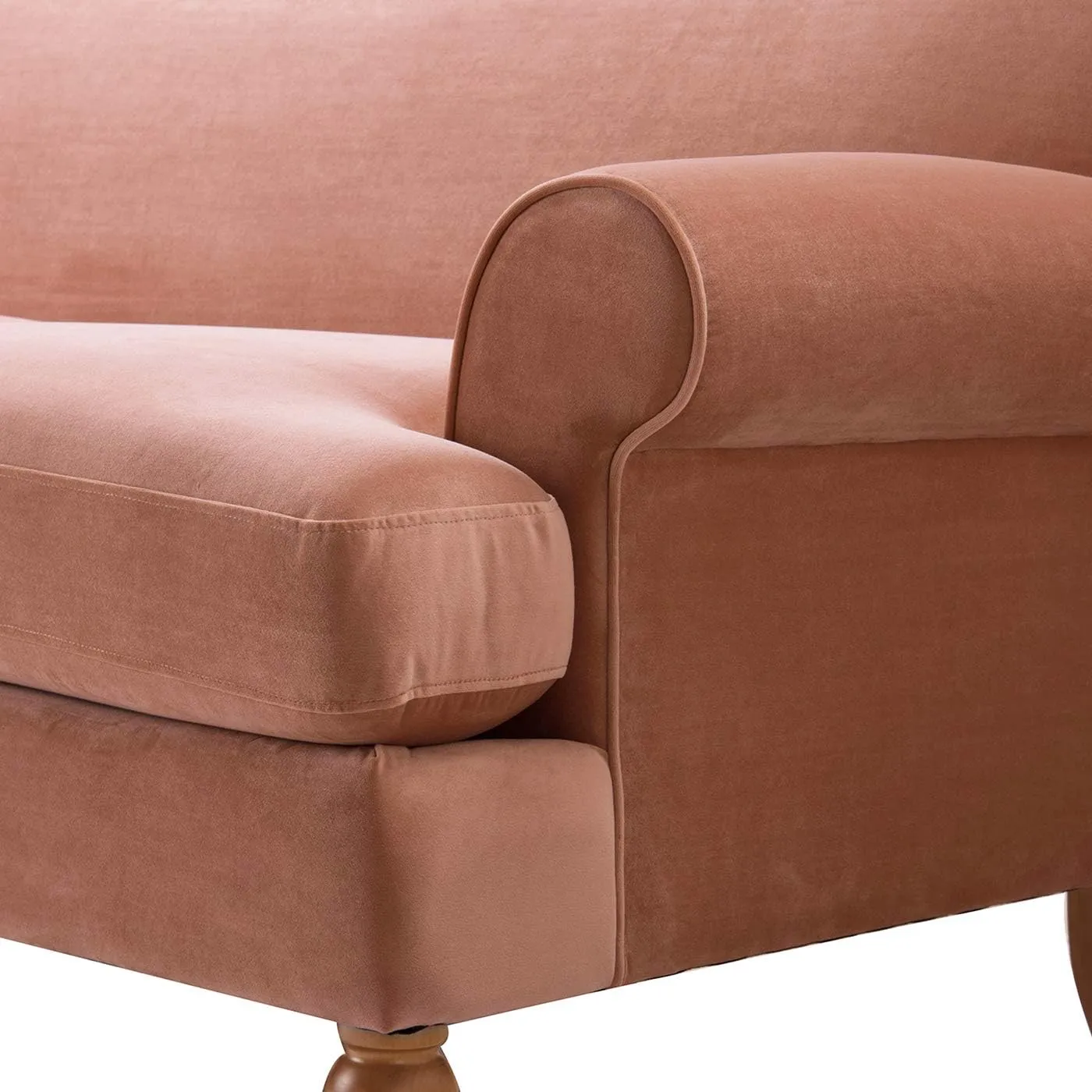 Jennifer Taylor Home Alana Lawson Three-Cushion Tightback Sofa, Peach Orange Velvet, 3-Seat
