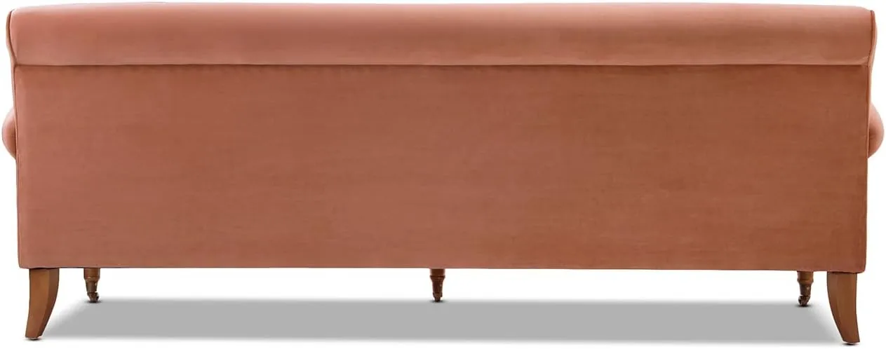 Jennifer Taylor Home Alana Lawson Three-Cushion Tightback Sofa, Peach Orange Velvet, 3-Seat