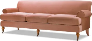 Jennifer Taylor Home Alana Lawson Three-Cushion Tightback Sofa, Peach Orange Velvet, 3-Seat