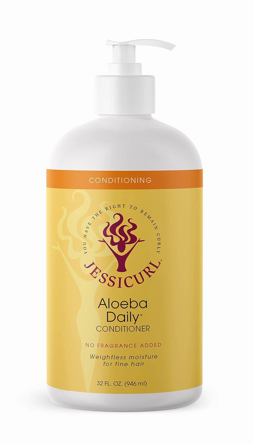 Jessicurl Aloeba Daily Conditioner for Curly Hair, No Fragrance Added, 32 Fl Oz Leave In Conditioner and Detangler for Fine Hair
