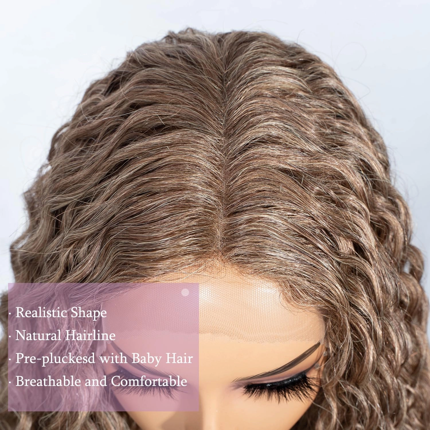 Joedir 32" Long Deep Curly Wavy Lace Front Synthetic Wigs HD Transparent Glueless Lace Wig Heat Resistant Fiber Pre Plucked Hairline with Baby Hair Wig for Women(Ombre Dirty Blond Color)
