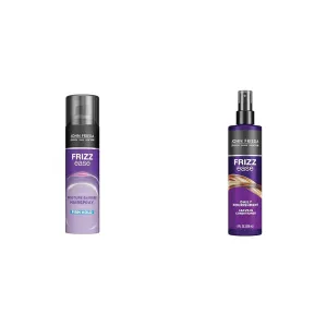 John Frieda Frizz Ease Moisture Barrier Firm Hold Hairspray & Daily Nourishment Leave-in Conditioner, Anti Frizz Hairspray 12 Oz & 8 Oz