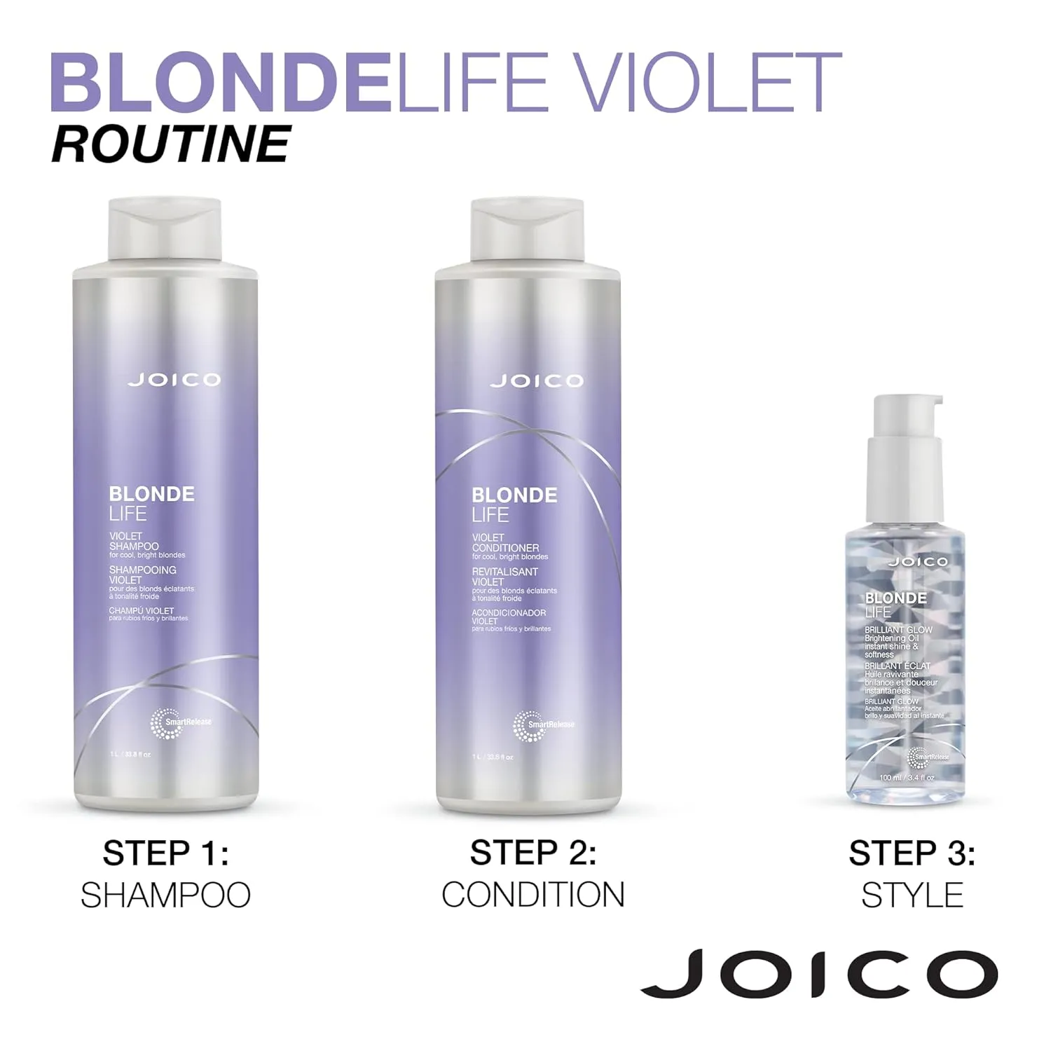 Joico Blonde Life Violet Shampoo & Conditioner Set| For Cool & Bright Blonde Hair | Neutralize Brassy Tones | Banish Yellow Tones | Boost Shine | Sulfate Free | Fortified With Monoi & Tamanu Oil