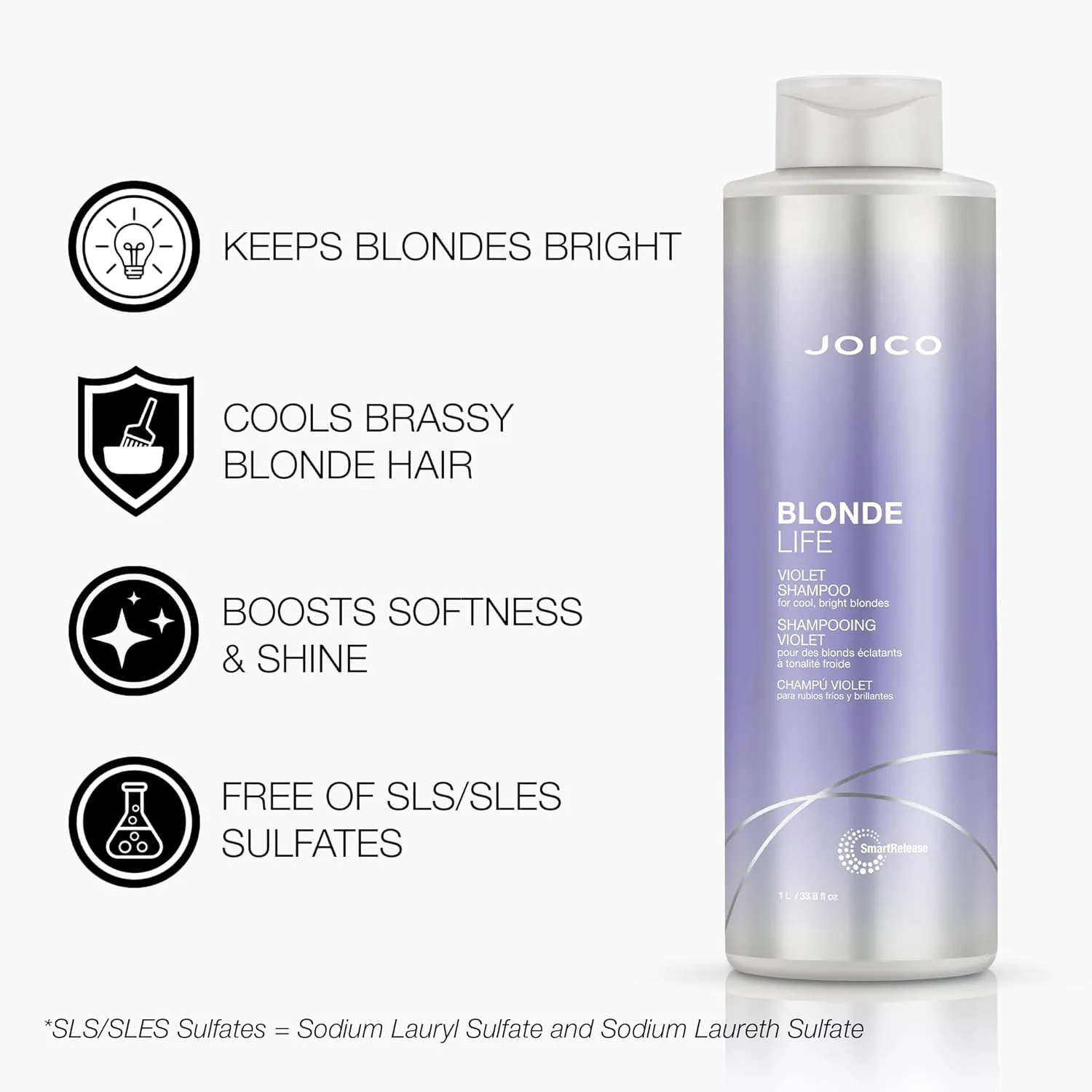 Joico Blonde Life Violet Shampoo & Conditioner Set| For Cool & Bright Blonde Hair | Neutralize Brassy Tones | Banish Yellow Tones | Boost Shine | Sulfate Free | Fortified With Monoi & Tamanu Oil