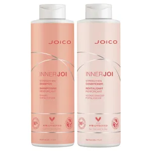 Joico InnerJoi Strengthen Shampoo and Conditioner | For Damaged, Color-Treated Hair | Sulfate & Paraben Free | Naturally-Derived Vegan Formula