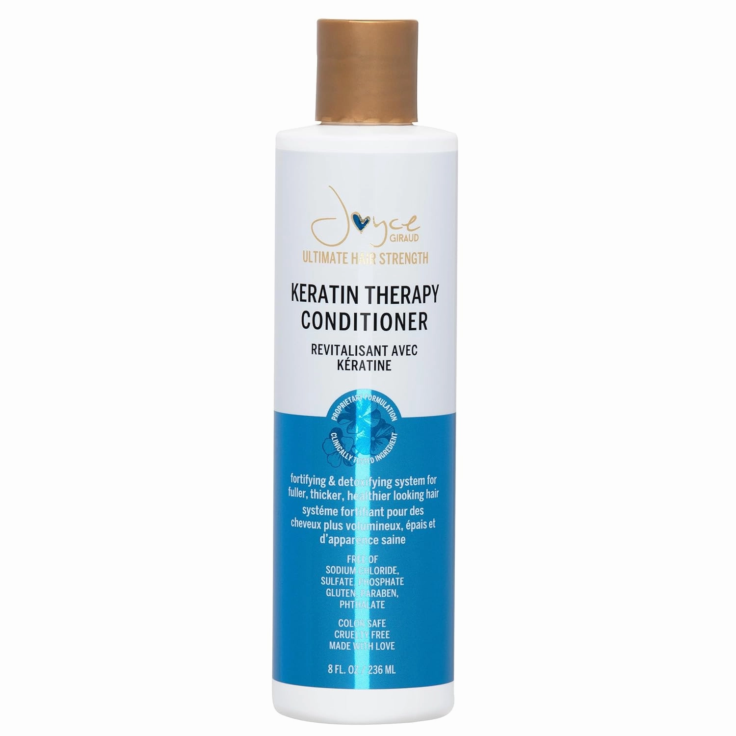 Joyce Giraud Ultimate Hair Strength Keratin Therapy Conditioner, with Cynatine & Pure4 Oils, 8 Oz