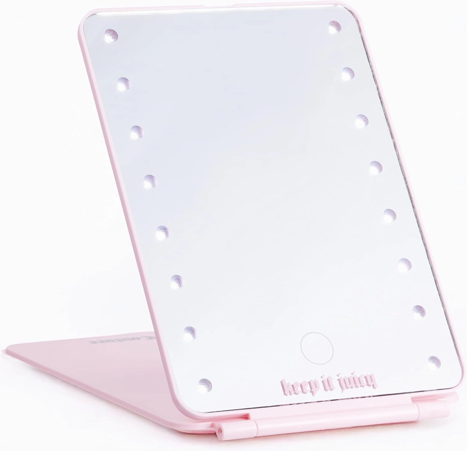 Juicy Couture - Rechargeable LED Travel Mirror, Compact and Portable, Lighted Makeup Mirror (Pink)