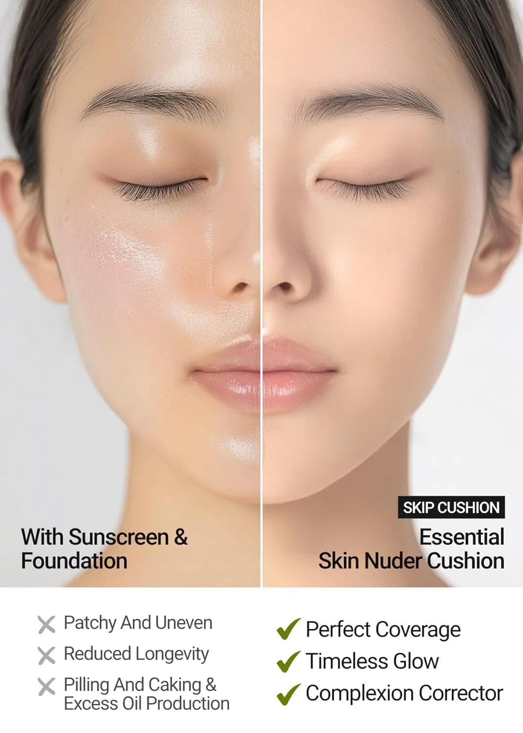 [JUNGSAEMMOOL OFFICIAL] Essential Skin Nuder Cushion (Fair Pink) | Refill Not Included | Natural Finish | Buildable Coverage | Makeup Artist Brand | Cream Foundation