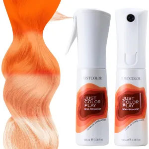 Just Color Hair Dye Spray | Semi-Permanent | 10-Minute Process | Custom Color Options | Clementine Orange | Leave in Conditioner | Ammonia & PPD Free | Lasts 8-12 Washes | Pack of 2