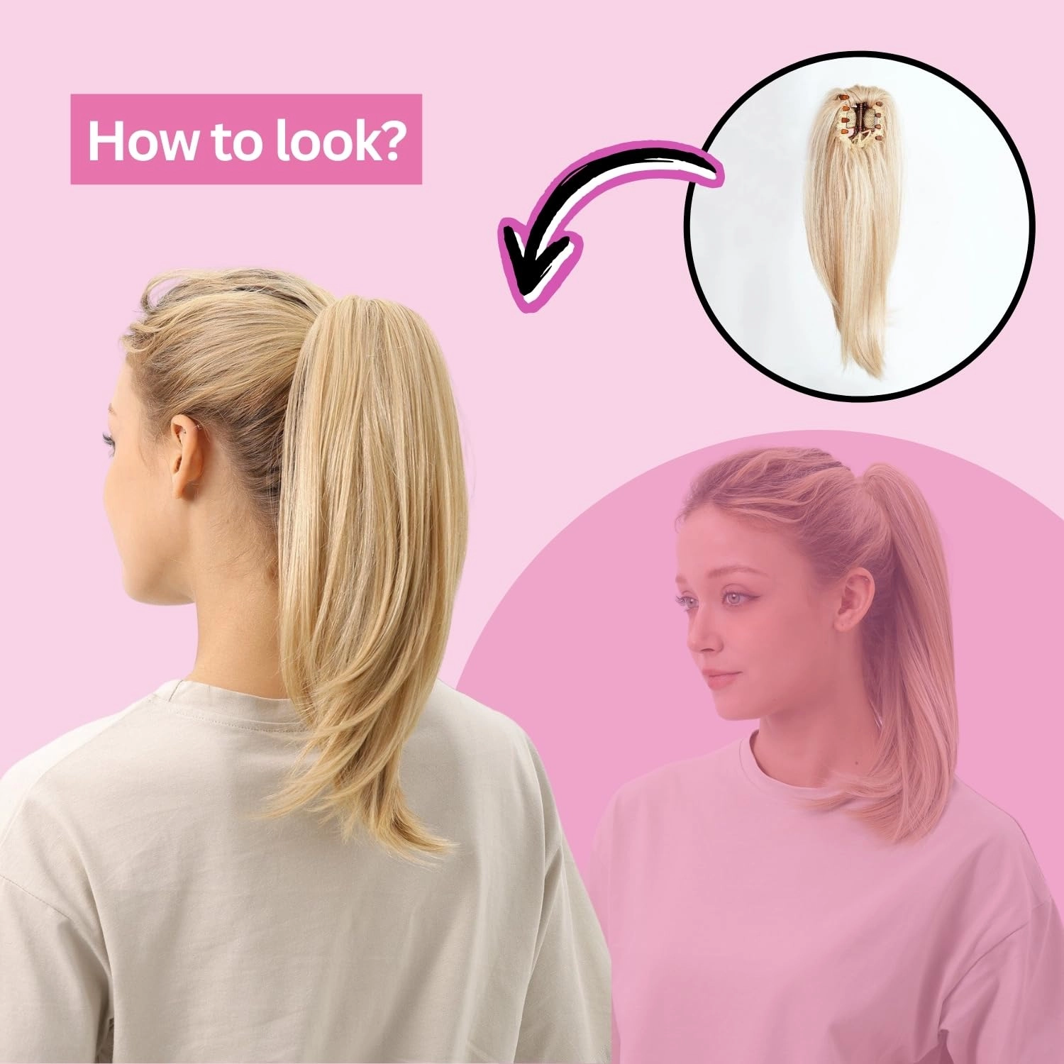 JUVABUN Straight ponytail 15''-Brownish Blonde|Claw Clip In Ponytail Hair Extensions | Synthetic clips pony tails hair extensions |Hair Extensions for Women|Straight ponytail extension real human hair