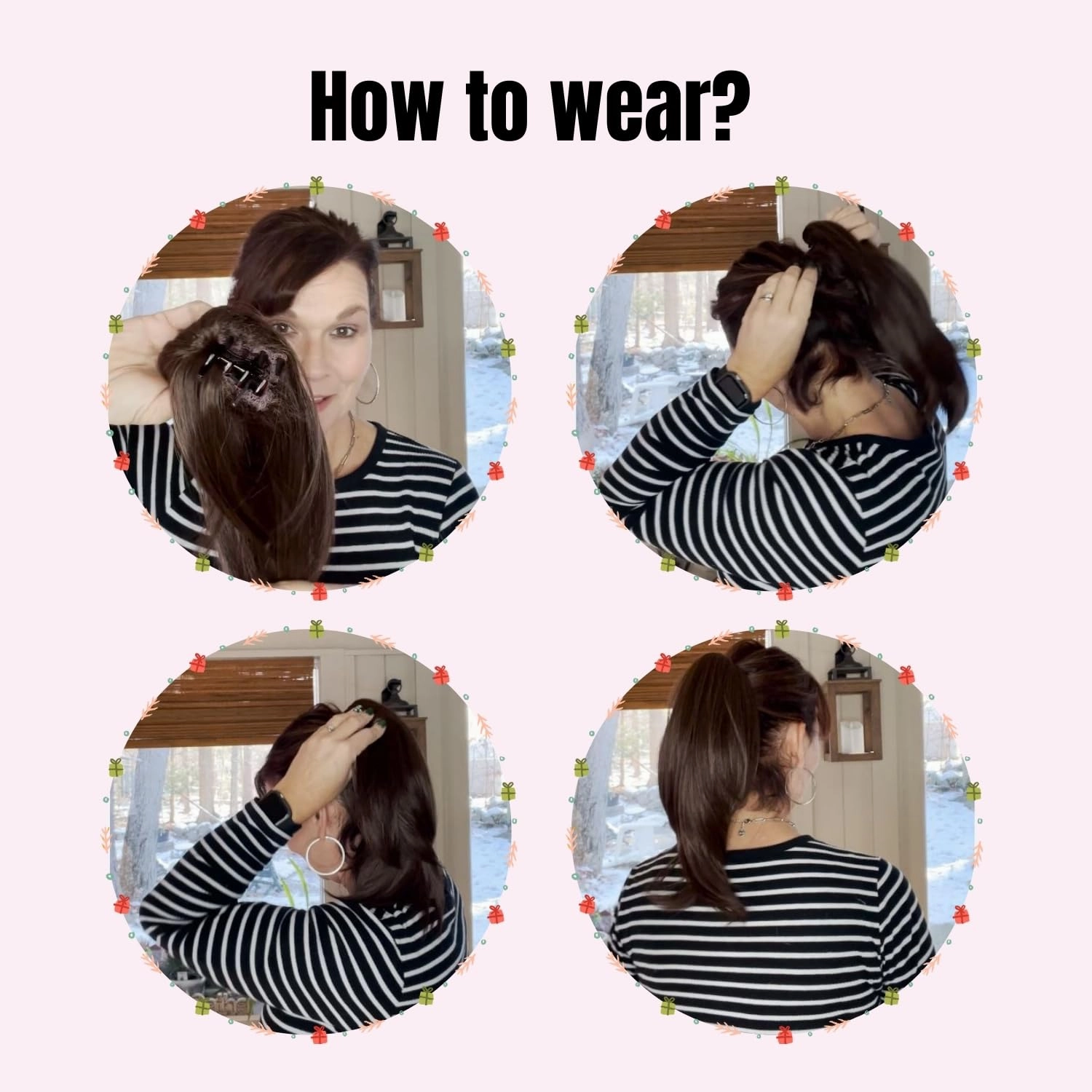 JUVABUN Straight ponytail 15''-Brownish Gray|Claw Clip In Ponytail Hair Extensions | Synthetic clips pony tails hair extensions |Hair Extensions for Women|Straight ponytail extension real human hair