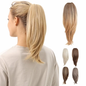 JUVABUN Straight ponytail 15''-Dark Blonde|Claw Clip In Ponytail Hair Extensions | Synthetic clips pony tails hair extensions |Hair Extensions for Women|Straight ponytail extension real human hair