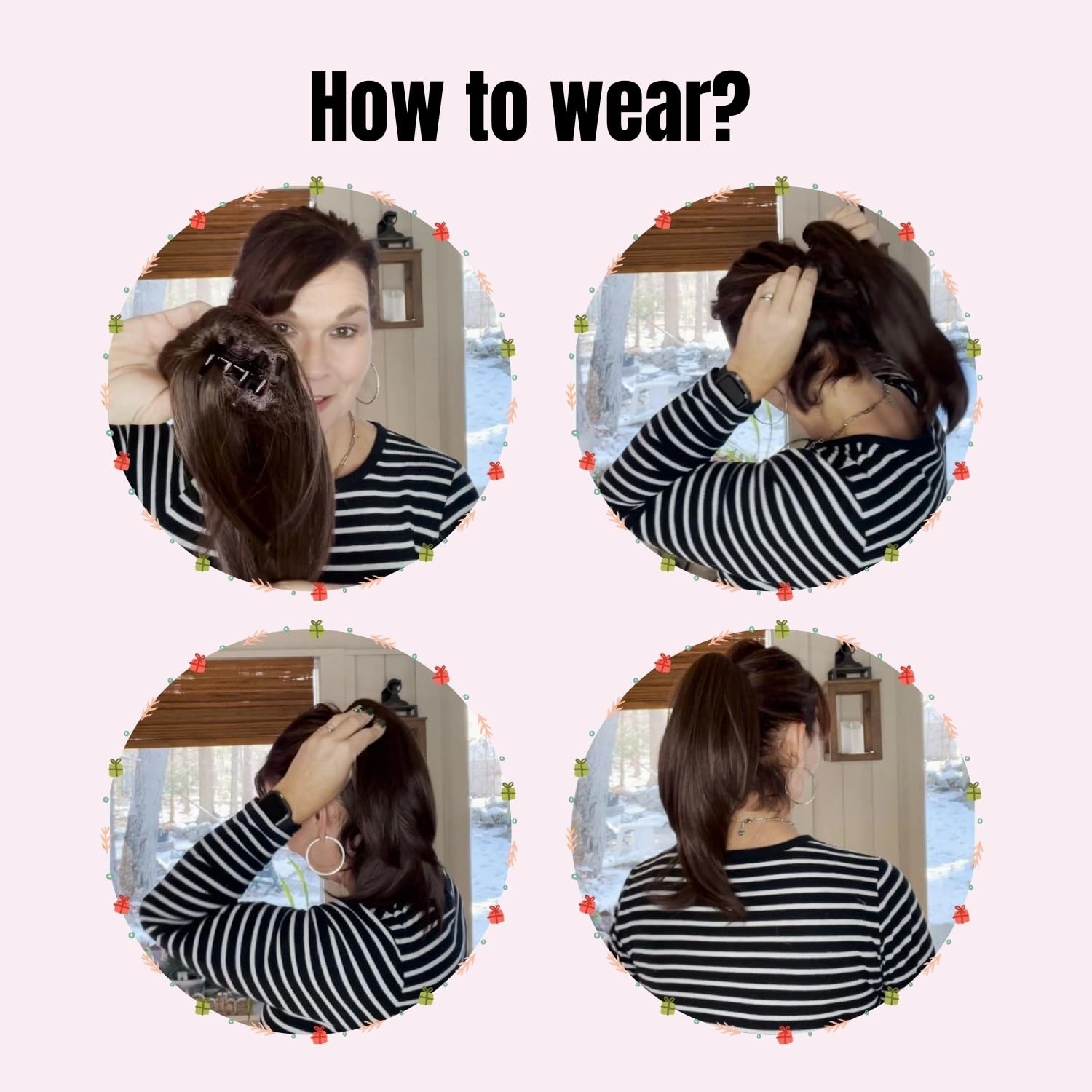 JUVABUN Straight ponytail 15''-Dark Brown|Claw Clip In Ponytail Hair Extensions | Synthetic clips pony tails hair extensions |Hair Extensions for Women|Straight ponytail extension real human hair