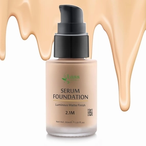 JVNX Serum Foundation, Luminous Matte Finish Aqua Base, With 30 , Hyaluronic & Salicylic 0.15%, No Sillicons & Paraben, No Artificial Color, 2.1 Medium - 30ml