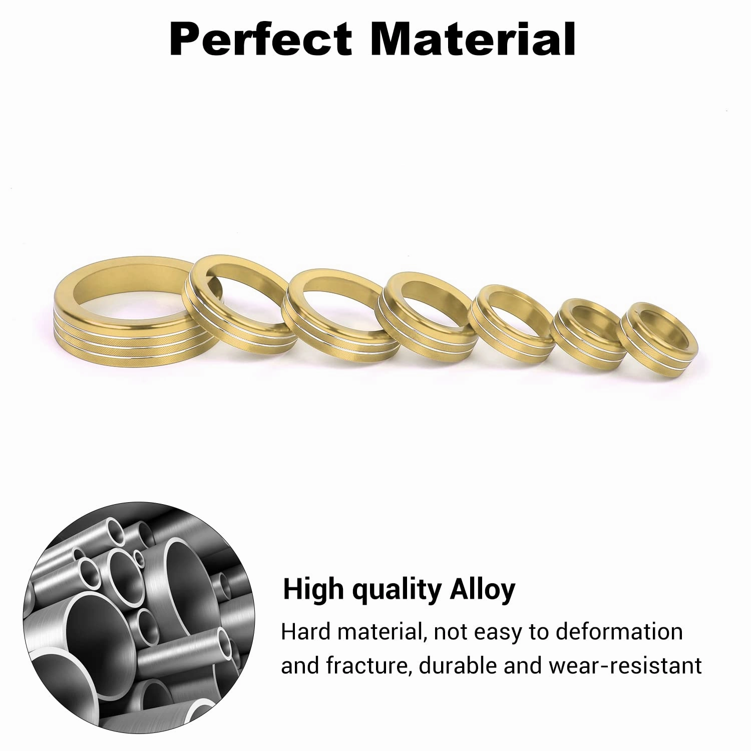 JWWY Air Conditioner Headlight Switch Knob 4WD Wheel Drive Trailer Gear Shift Switch Knob Cover for 2021-2025 Ford Bronco Sport Accessories Aluminum Alloy 7PCS Gold（Don't fit Bronco）