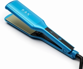 K&K Extra Wide 2.25" Hair Straightener, Flat Iron Infused with Argan Oil & Keratin, Professional Straighteners for Less Frizz, Shinier & Smoother Hair, Shine Therapy Styling Tools