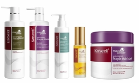 Karseell Purple Shampoo and Conditioner Set with Argan Oil and Repair Protein Cream Leave-In Conditioner