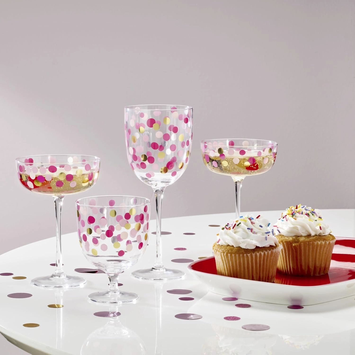 Kate Spade New York Its Raining Confetti Short Wine Glasses, Set Of 4