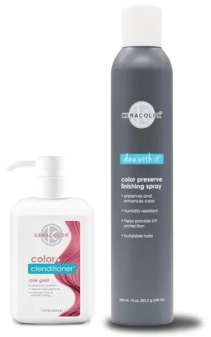 KERACOLOR Kit of 3-in-1 (Cleanse   Conditioner   Color) Rose Gold Semi-Permanent Hair Dye and Finishing Hair Spray 10oz