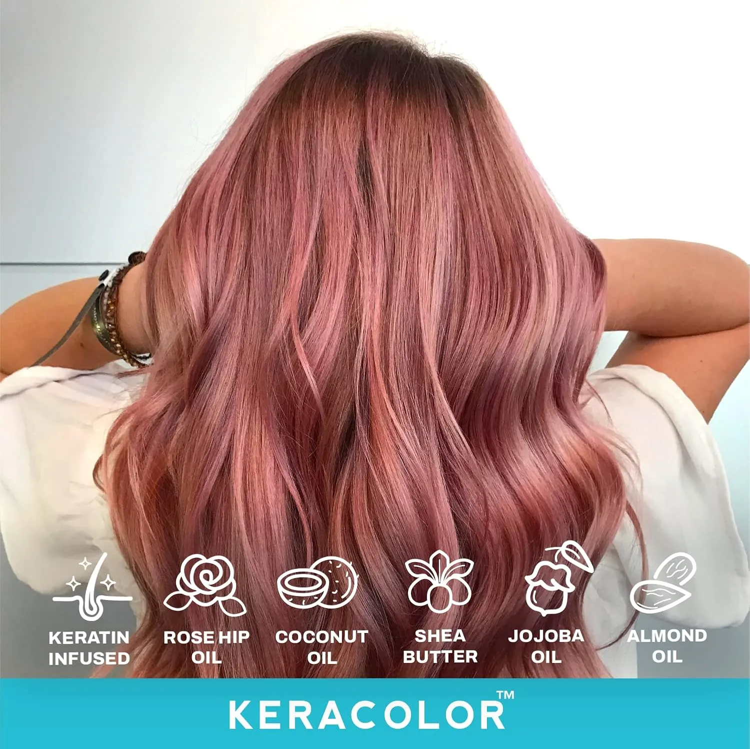 KERACOLOR Kit of 3-in-1 (Cleanse   Conditioner   Color) Rose Gold Semi-Permanent Hair Dye and Finishing Hair Spray 10oz