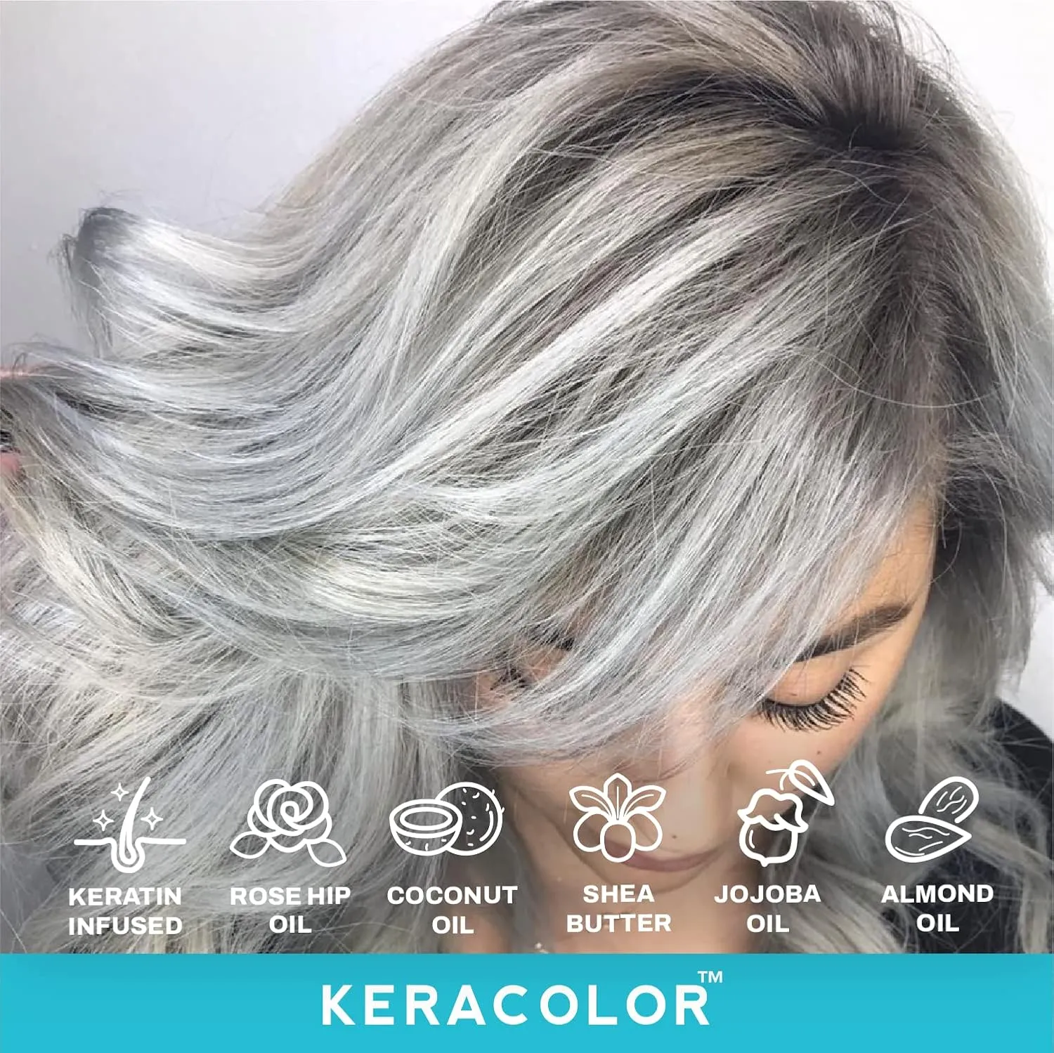 KERACOLOR Kit of 3-in-1 (Cleanse   Conditioner   Color) Silver Semi-Permanent Hair Dye and Finishing Hair Spray 10oz