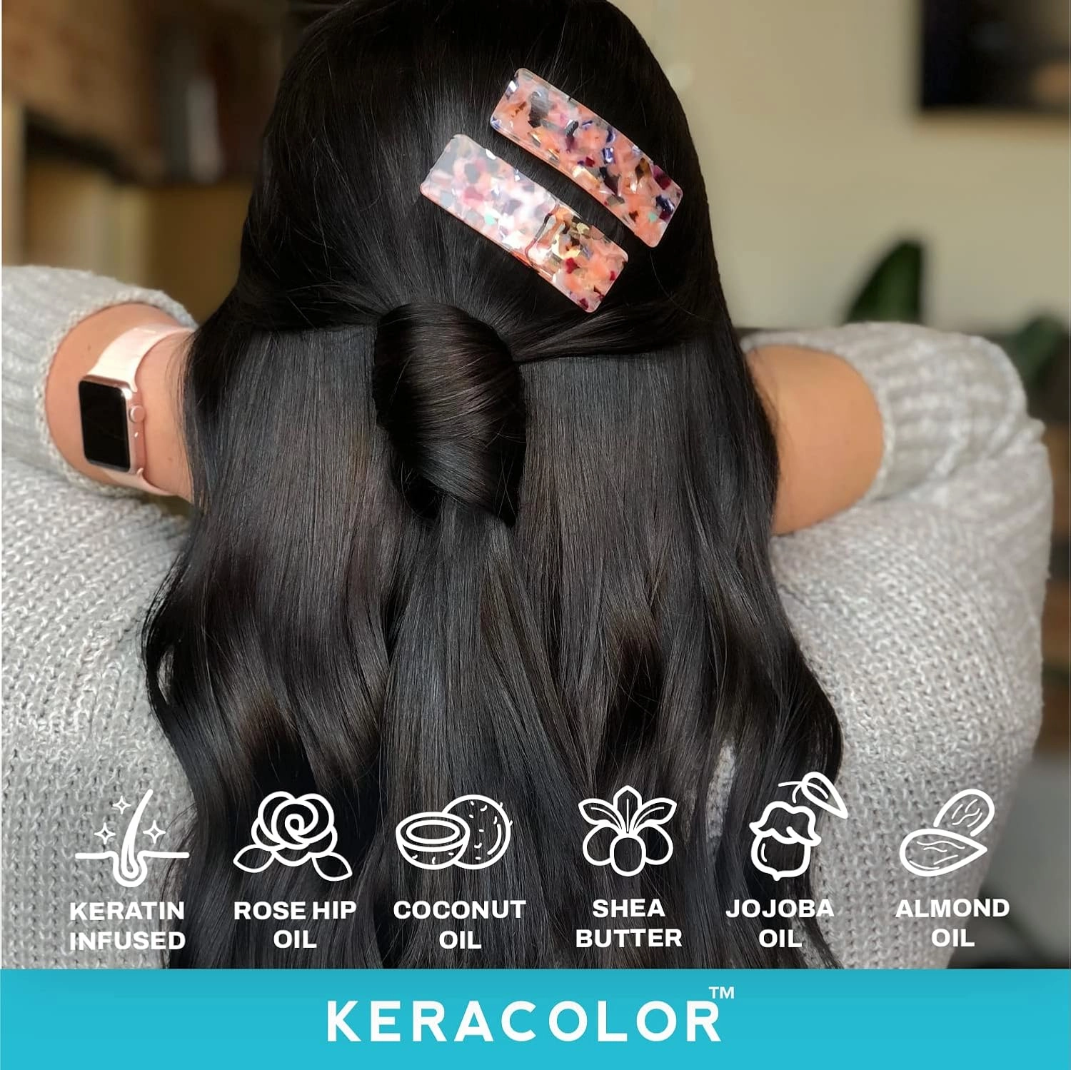 KERACOLOR Kit of 3-in-1 (Cleanse   Conditioner   Color) Onyx Semi-Permanent Hair Dye and Finishing Hair Spray 10oz