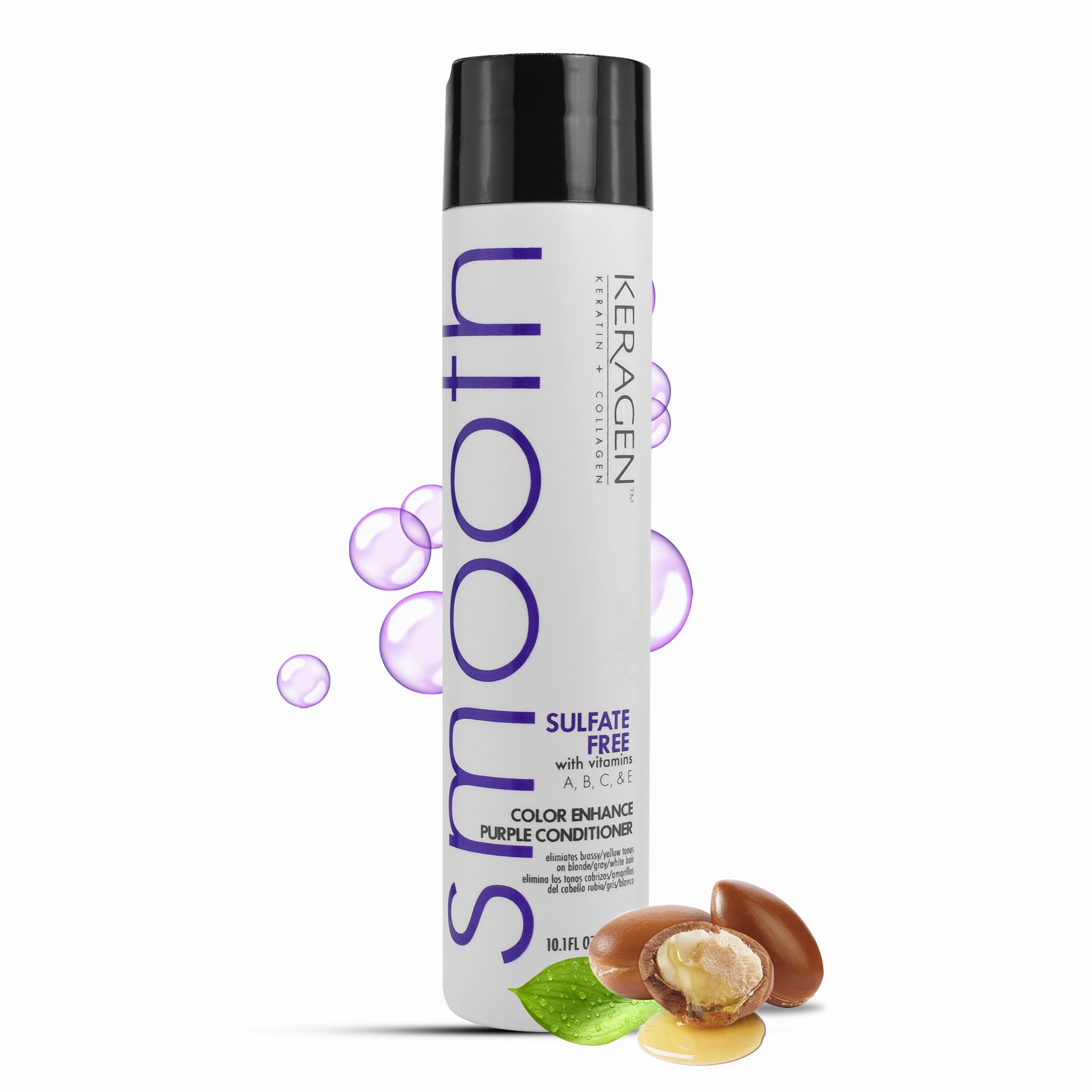 KERAGEN Sulfate-Free Color Enhance Purple Conditioner – Neutralizes Yellow Tones for Blonde & Silver Hair, with Keratin, Panthenol, Vitamins, Collagen & Jojoba Oil
