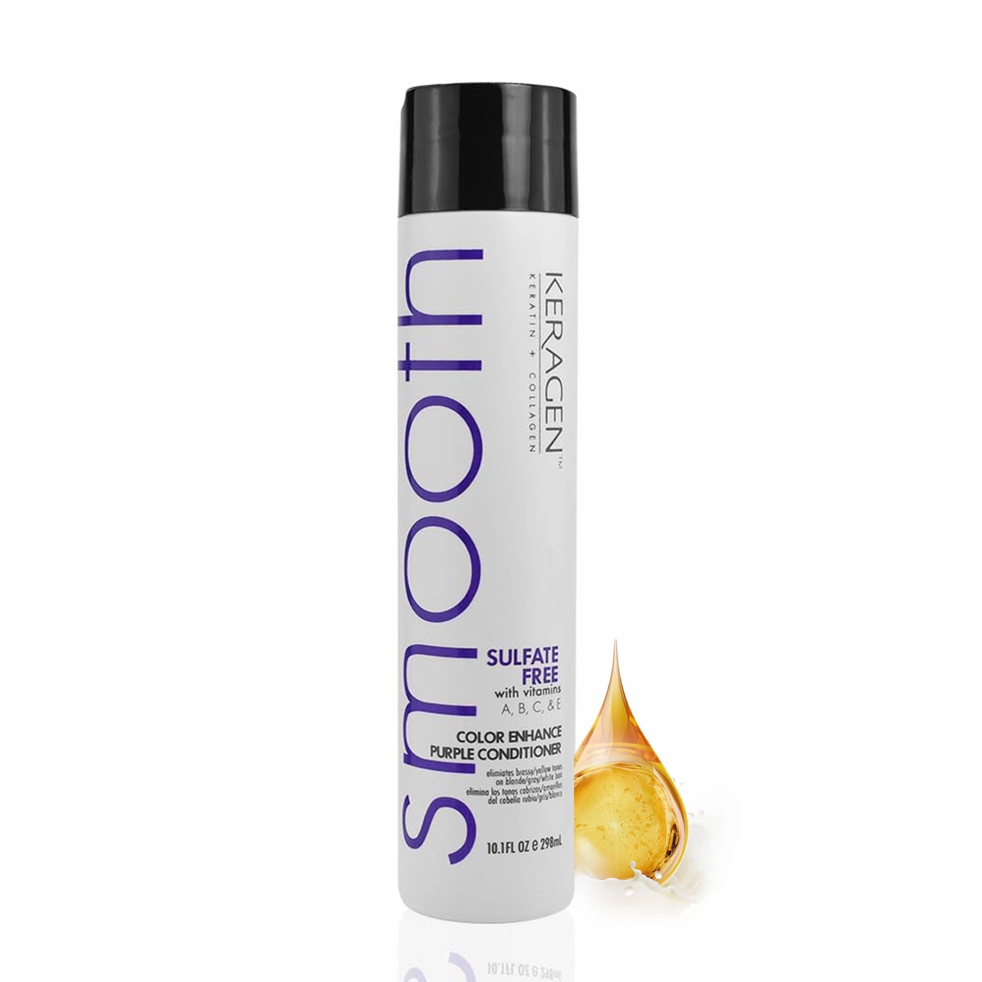 KERAGEN Sulfate-Free Color Enhance Purple Conditioner – Neutralizes Yellow Tones for Blonde & Silver Hair, with Keratin, Panthenol, Vitamins, Collagen & Jojoba Oil