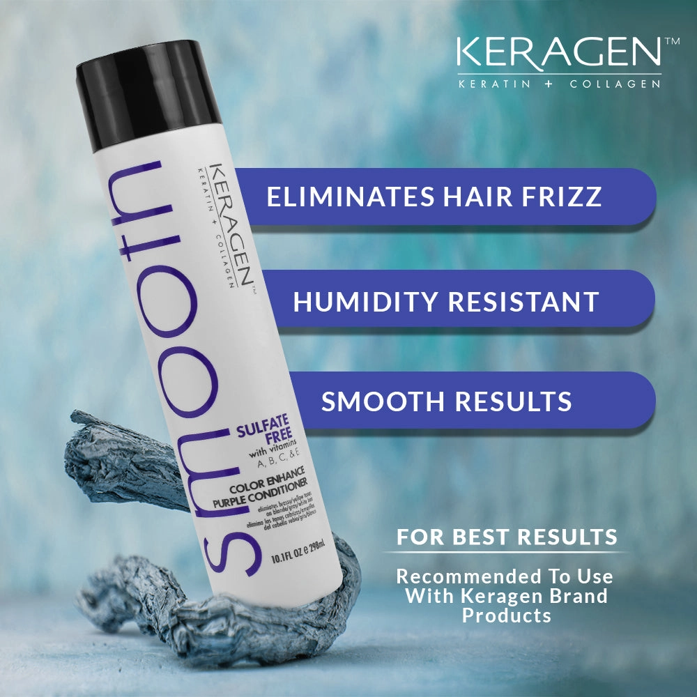KERAGEN Sulfate-Free Color Enhance Purple Conditioner – Neutralizes Yellow Tones for Blonde & Silver Hair, with Keratin, Panthenol, Vitamins, Collagen & Jojoba Oil