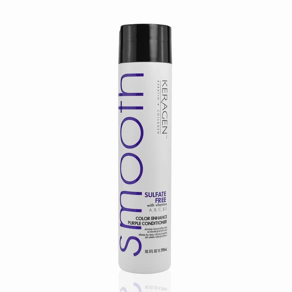 KERAGEN Sulfate-Free Color Enhance Purple Conditioner – Neutralizes Yellow Tones for Blonde & Silver Hair, with Keratin, Panthenol, Vitamins, Collagen & Jojoba Oil