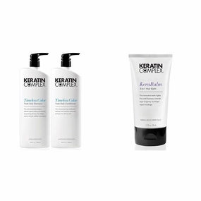 Keratin Complex - Timeless Color Fade Shampoo & Conditioner Duo - 33.8 fl oz Each & Kerabalm 3-in-1 Hair Balm, 1.7 fl oz