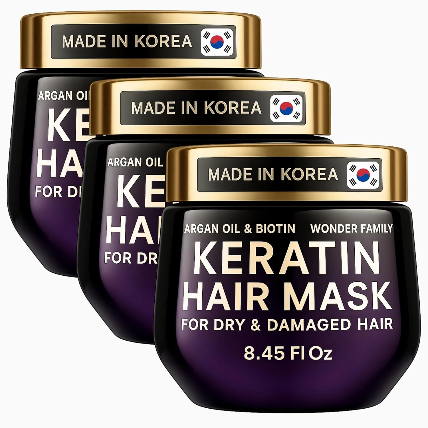 Keratin Hair Mask for Damaged Hair Curly Straight (Pack of 3)
