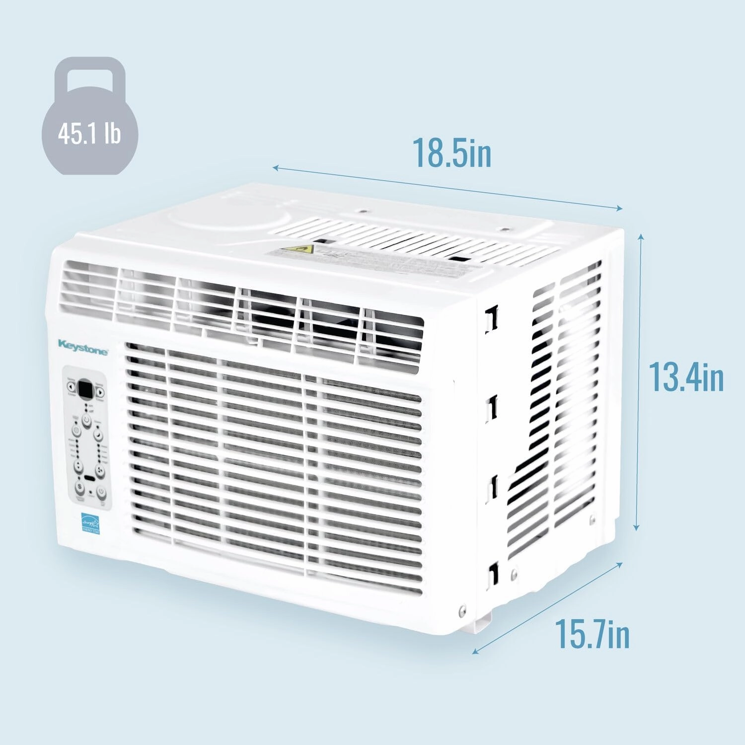 Keystone 6,000 BTU Window Mounted Air Conditioner & Dehumidifier, 115V, Air Conditioner for Rooms up to 250 Sq.Ft. with Smart Remote Control