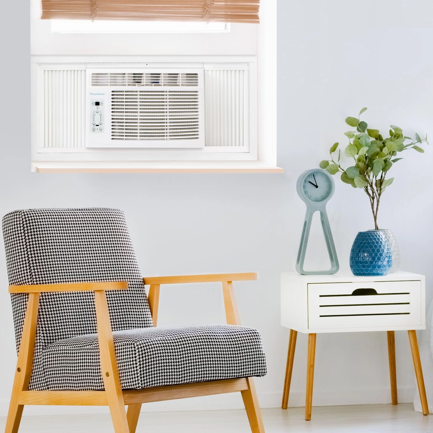 Keystone 6,000 BTU Window Mounted Air Conditioner & Dehumidifier, 115V, Air Conditioner for Rooms up to 250 Sq.Ft. with Smart Remote Control