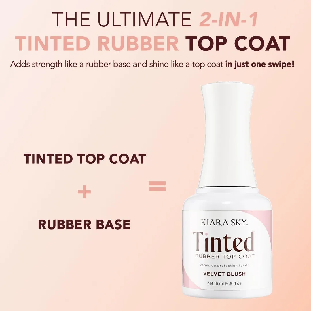 KIARA SKY Tinted Rubber Top Coat 0.5 oz | 2-in-1 Rubber Base & Top Coat - No Wipe Finish | Velvet Blush