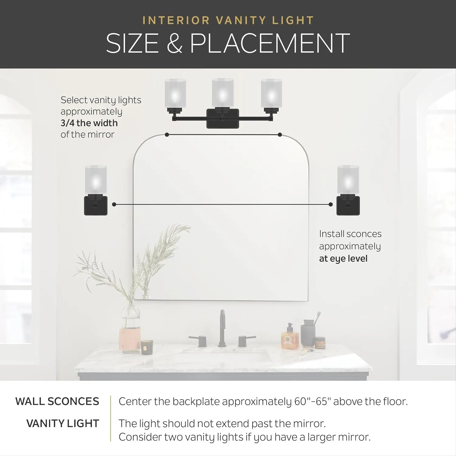 Kichler Avery 24" Vanity Bath Light in Olde Bronze®, Vintage 3-Light Bathroom Wall Mount Fixtured with Clear Seeded Glass, (24" W x 9.25" H), 45973OZ