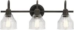 Kichler Avery 24" Vanity Bath Light in Olde Bronze®, Vintage 3-Light Bathroom Wall Mount Fixtured with Clear Seeded Glass, (24" W x 9.25" H), 45973OZ