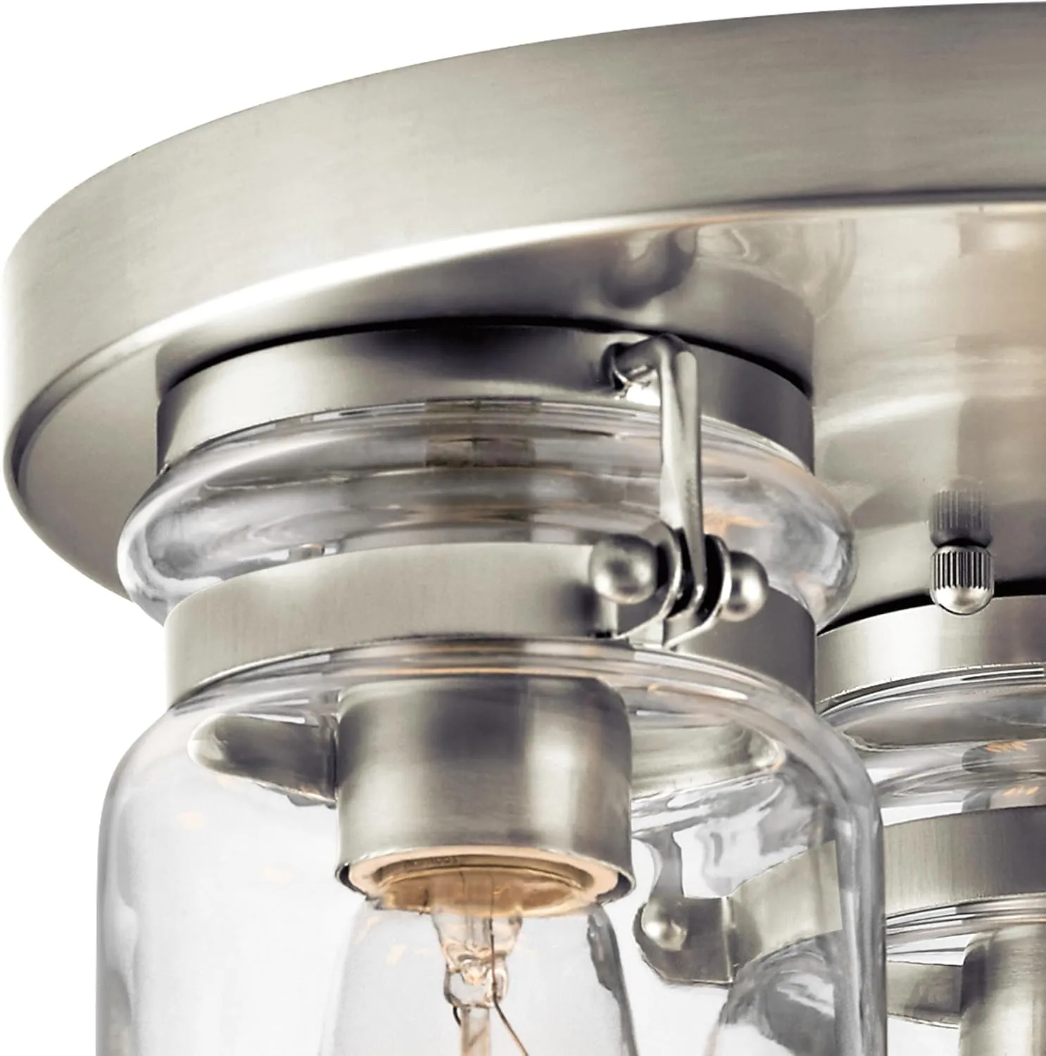KICHLER Brinley 11.75" 3 Light Flush Mount with Clear Glass Brushed Nickel