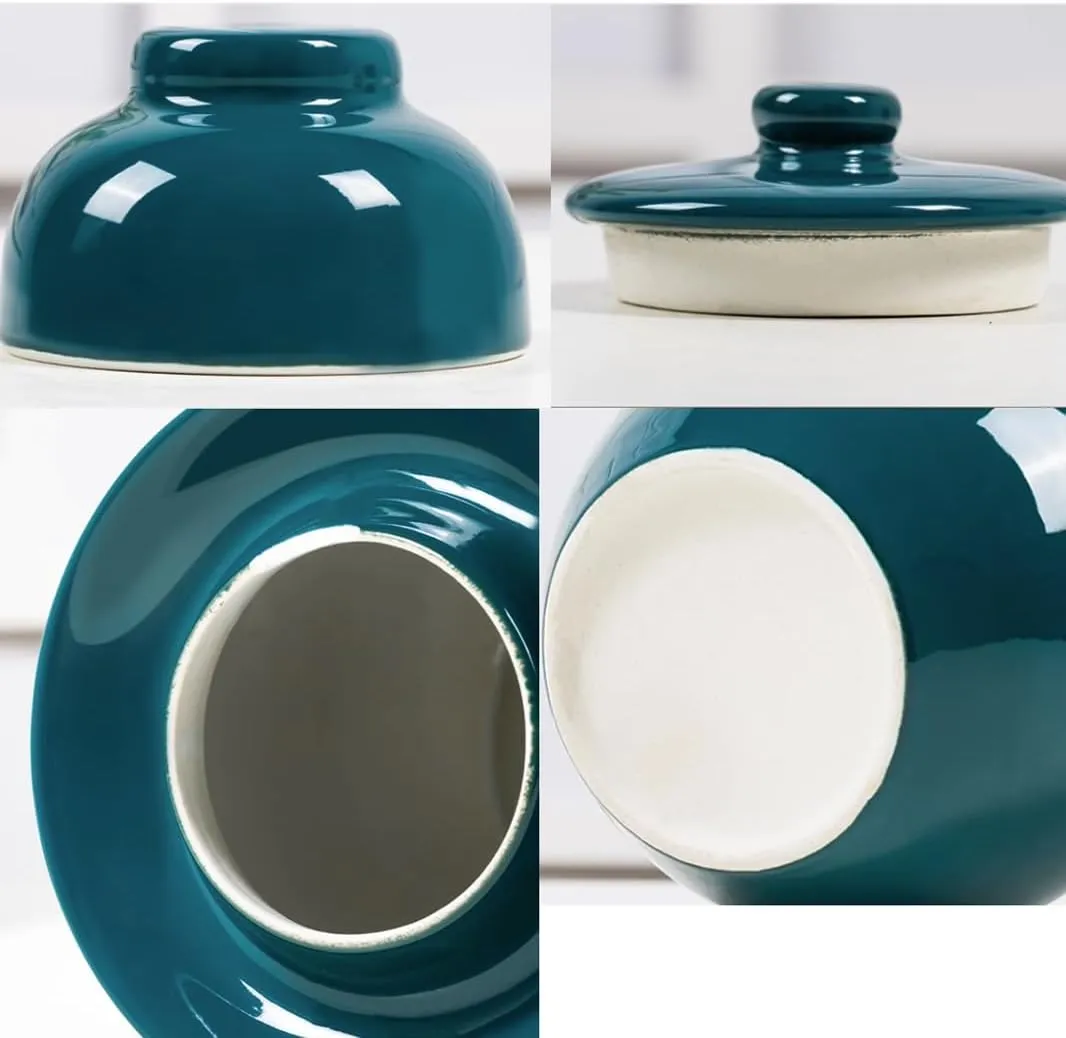 Kimchi Jar Ceramic Pickle Jar with Lids,Sourdough Crock with Lid,Kimchi Containers,Fermentation Jars Ceramic Pots, Sealed Fermentation Jars with Lids, Sauerkraut Cro Blue-1.75kg