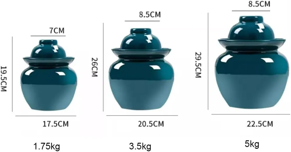 Kimchi Jar Ceramic Pickle Jar with Lids,Sourdough Crock with Lid,Kimchi Containers,Fermentation Jars Ceramic Pots, Sealed Fermentation Jars with Lids, Sauerkraut Cro Blue-1.75kg