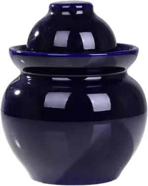 Kimchi Jar Ceramic Pickle Jar with Lids,Sourdough Crock with Lid,Kimchi Containers,Fermentation Jars Ceramic Pots, Sealed Fermentation Jars with Lids, Sauerkraut Cro Blue-1.75kg