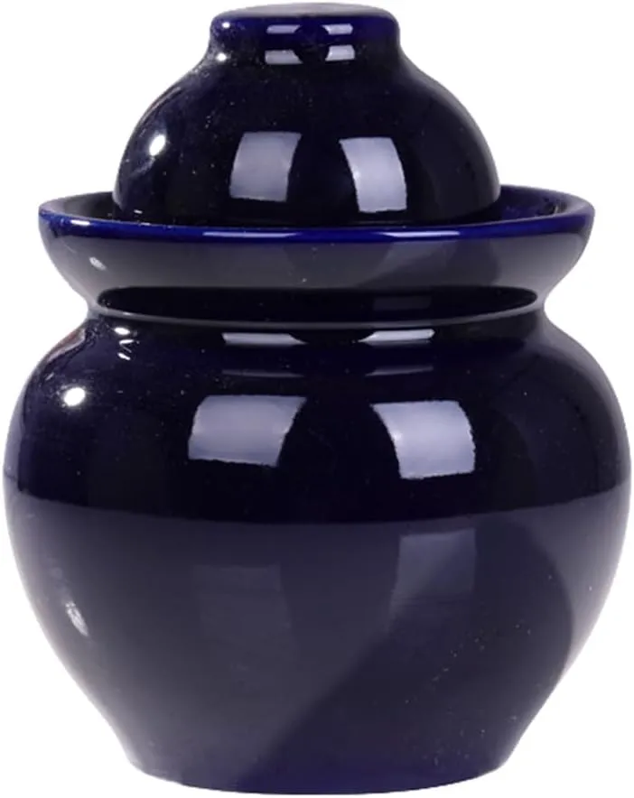 Kimchi Jar Ceramic Pickle Jar with Lids,Sourdough Crock with Lid,Kimchi Containers,Fermentation Jars Ceramic Pots, Sealed Fermentation Jars with Lids, Sauerkraut Cro Blue-3.5kg