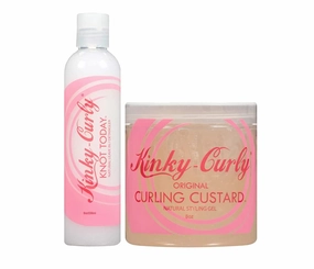 Kinky Curly Knot Today Leave In Conditioner/Detangler 8 oz   Curl Custard Gel 8 oz