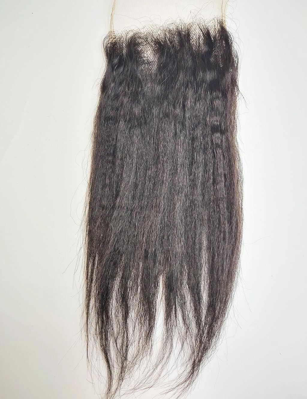 Kinky Straight 3 Bundles with 4x4 Lace Closure Free Part 100% Virgin Brazilian Human Hair Yaki Kinkycurly 10A Hair Weave Small Curly Extensions, Natural Black Color (8 8 8   8 inch)