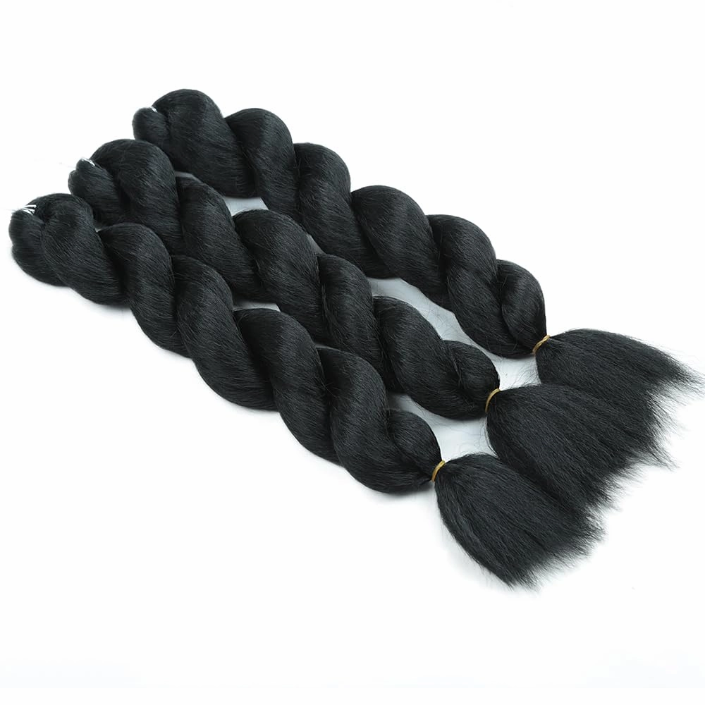 Kinky straight Vixen Crochet Bundles crochet hair16inch Natural Black Yaki Premium Synthetic Fibers for black women Hair Extension (3, 24 Inch Natural Black)
