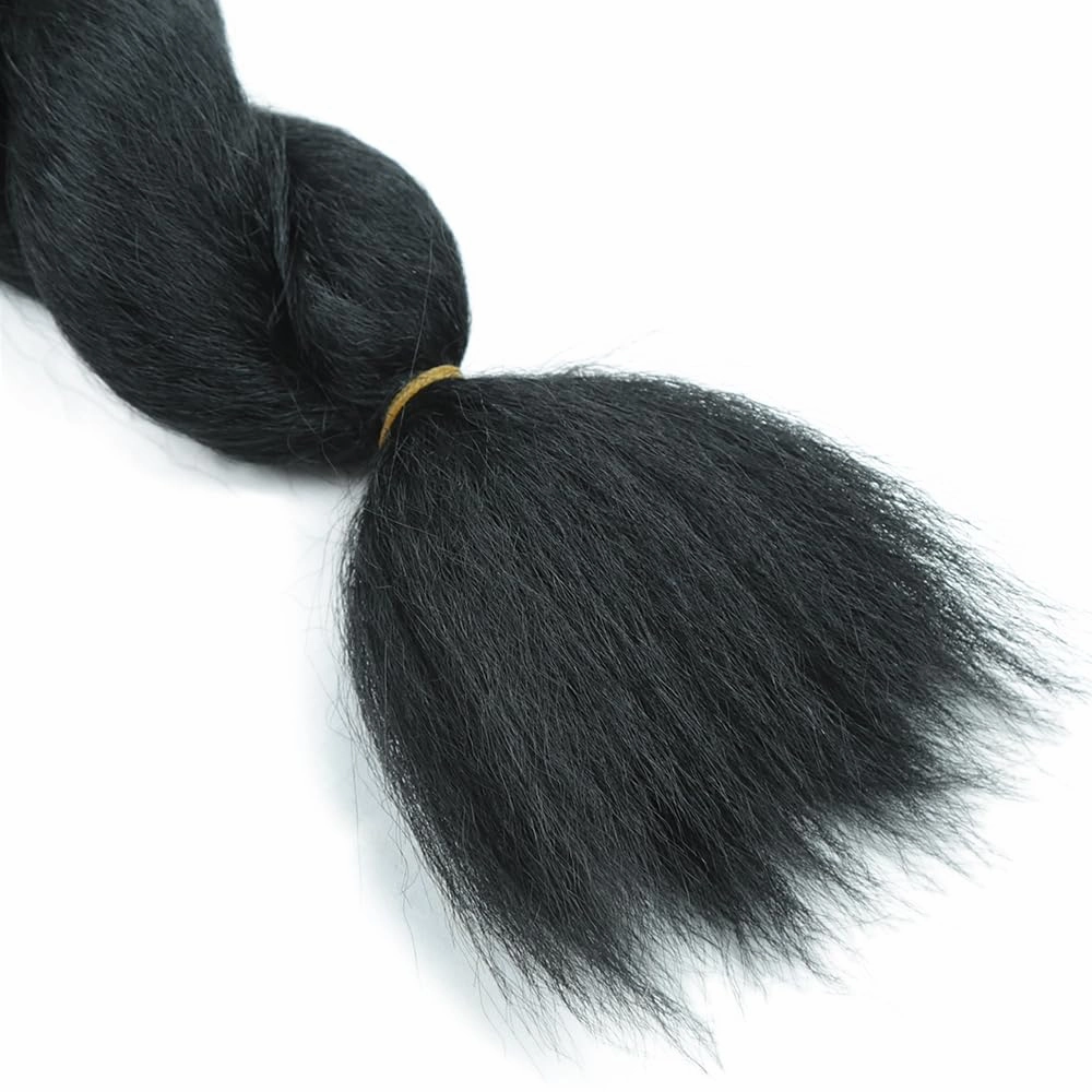 Kinky straight Vixen Crochet Bundles crochet hair16inch Natural Black Yaki Premium Synthetic Fibers for black women Hair Extension (3, 24 Inch Natural Black)