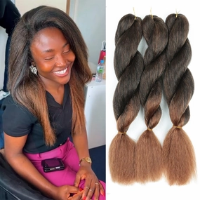 Kinky straight Vixen Crochet Bundles crochet hair16inch Natural Black Yaki Premium Synthetic Fibers for black women Hair Extension (3, T30)