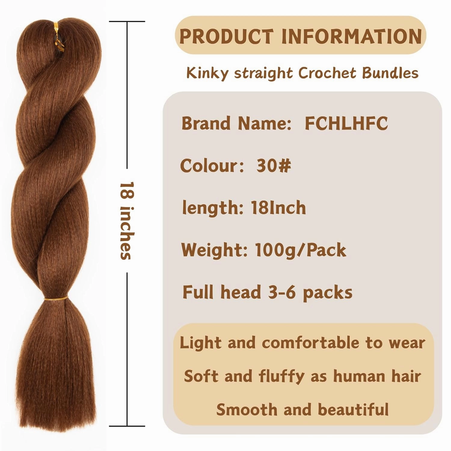 Kinky Straight Vixen Crochet hair 18Inch Yaki Kinky Straight 3 Bundles Hair Extension Premium Synthetic Fibers For Black Women (30#）