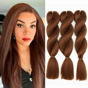 Kinky Straight Vixen Crochet hair 18Inch Yaki Kinky Straight 3 Bundles Hair Extension Premium Synthetic Fibers For Black Women (30#）