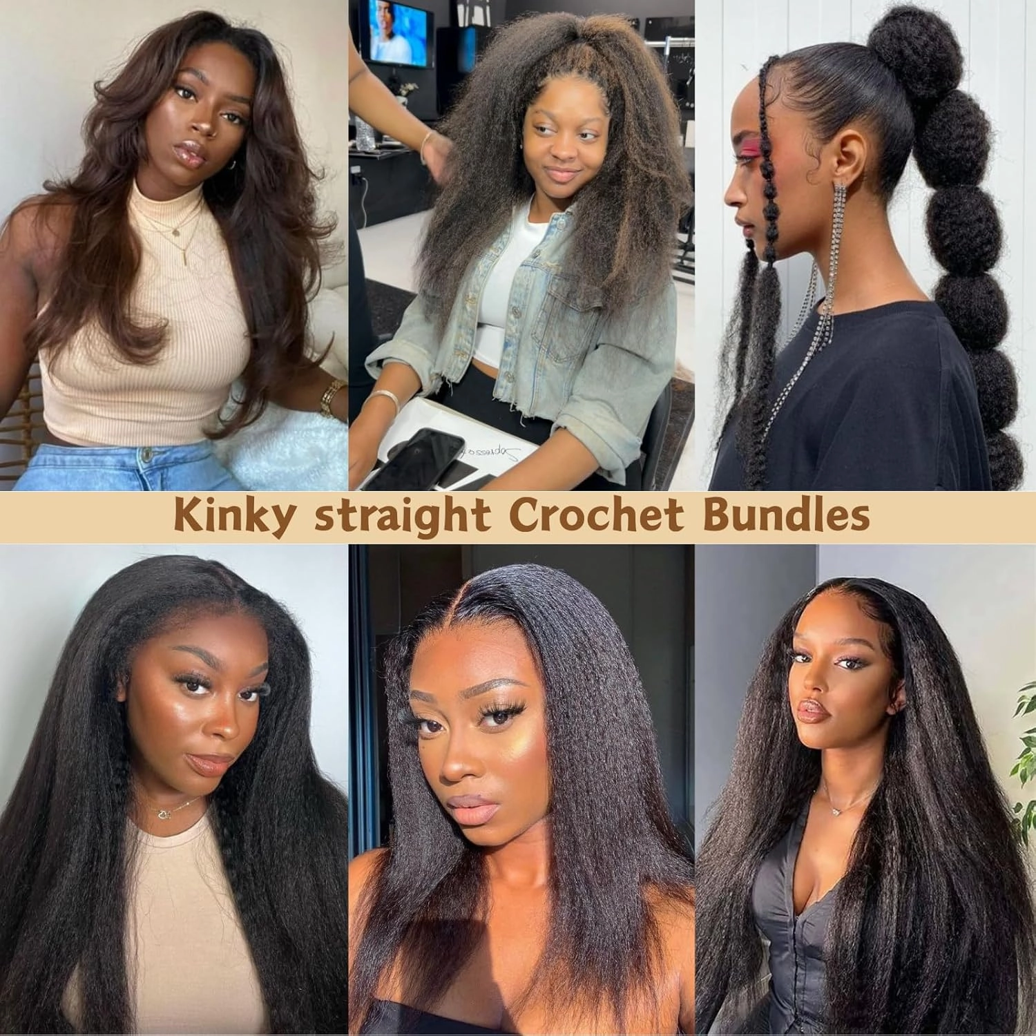 Kinky Straight Vixen Crochet hair 18Inch Yaki Kinky Straight 3 Bundles Hair Extension Premium Synthetic Fibers For Black Women (30#）